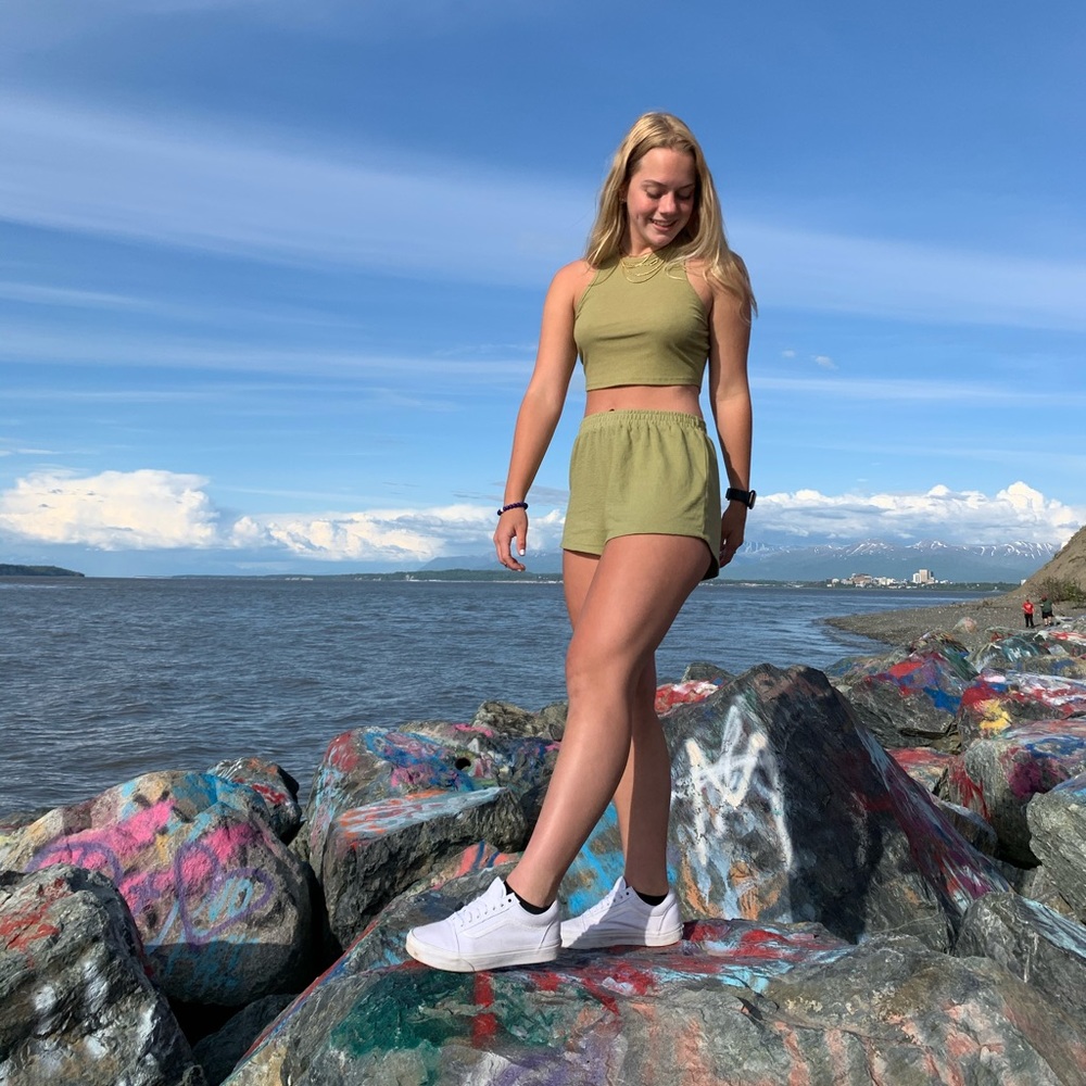 green 2 piece matching set